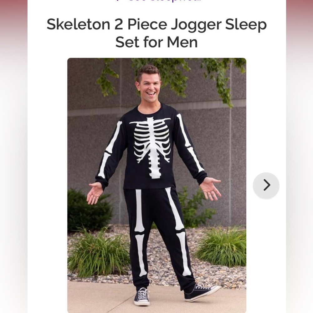 Skeleton 2 Piece Jogger Halloween Costume / Sleep Set
